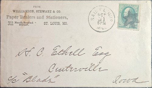 St. Louis Missouri Fancy 6 Pointed Star Cancel c1870s Paper Stationer CC TP - Picture 1 of 2