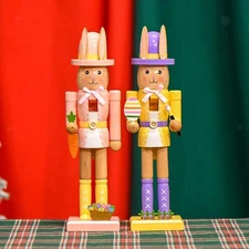 Easter Bunny Nutcracker Wooden Nutcracker Figure Tabletop Figurine Easter