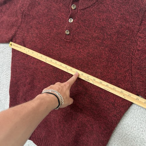 Mens Vintage LL Bean Lambs Wool Sweater Size XL Red Maroon Knit Blend - Picture 6 of 10