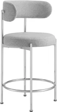 EEI-6519-GRY-SLV Albie Fabric Counter Stools - Set of 2, Gray Silver