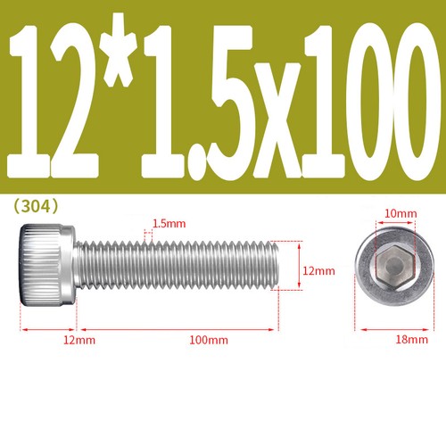 M6 M8 M10 M12 Fine Thread Socket Head Cap Screws Allen Bolts A2 Stainless Steel - Picture 84 of 84