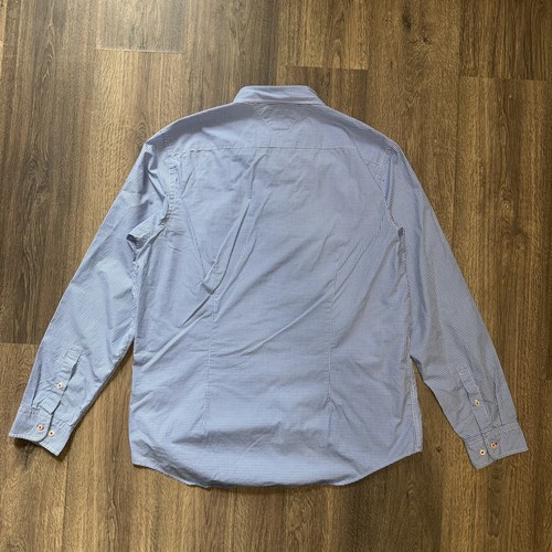Tommy Hilfiger Men’s Shirt XXL Slim Fit Blue Gingham Check Long Sleeve Button Up - Picture 8 of 8