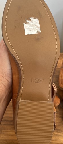 NEW UGG ELORA Chestnut Leather Ankle Boots Size 8 Boho Biker - Picture 9 of 11