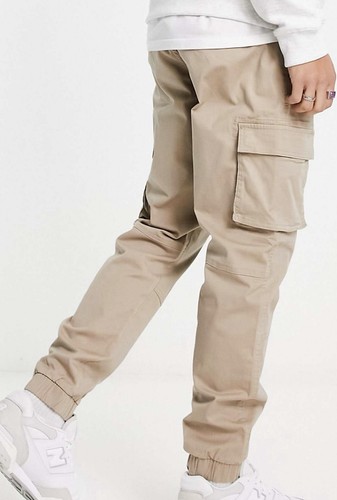 Pantalón cargo Only & Sons cintura talla 36", pierna 34" beige tobillo elástico - Imagen 2 de 13