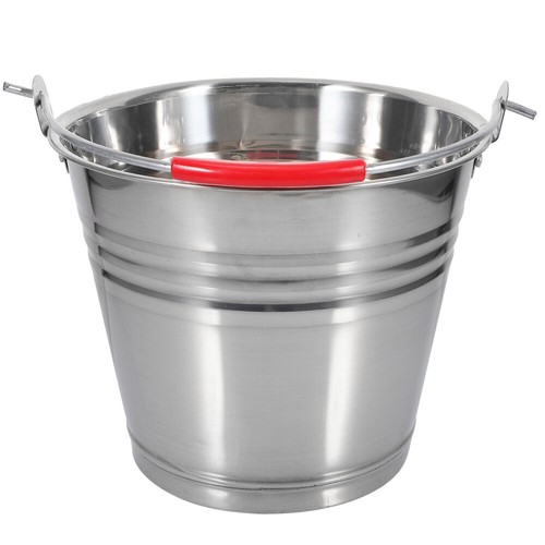 Portable Trash Can Stainless Steel Water Jug Pail Bucket with Handle Ice Bucket - Imagen 13 de 20