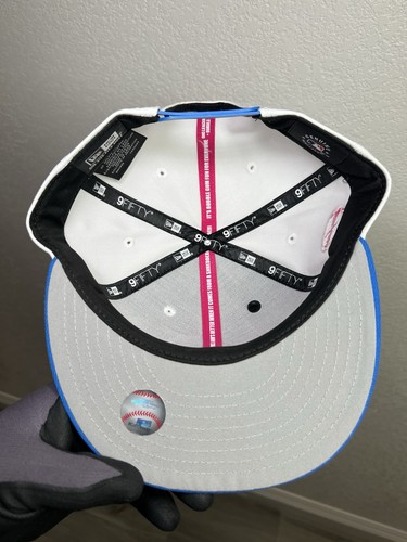 New York Yankees New Era 9Fifty Snapback Baseball Hat White w Blue Brim - Picture 6 of 6