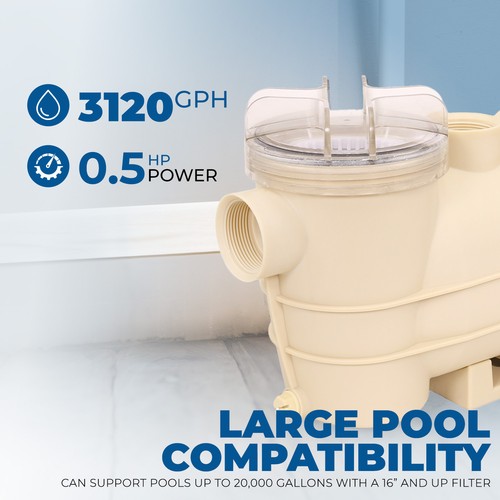 XtremepowerUS 1/2HP High-Flo Above Ground Pool Swimming 3120GPH Spa Pump Timer - Picture 2 of 6