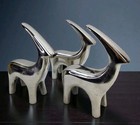 3 Metal Aluminum Gazelle Antelope Deer Figures Minimalist Shelf Decor Reindeer