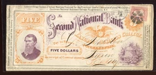 65 Used on  Eastman Business College Simulated $5 Banknote Cover with PF Cert