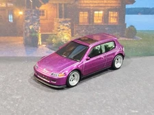😎👍 CUSTOM Hot Wheels '92 Honda Civic EG New Purple Paint Real Riders Wheels