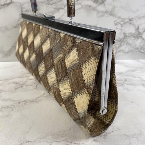 Vintage Baing Bug, Snake Leather, Python Patchwork Handbag - Picture 5 of 10