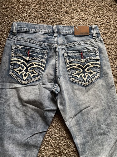Flypaper Jeans Men’s 32x30 Blue Bootcut Straight Fit Distressed Denim Embroidery - Bild 10 von 11