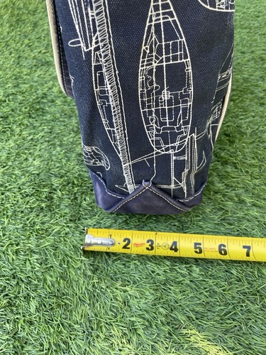 RARE Vintage L L Bean Boat Tote Navy Canvas  Limited Sailboat Print 15”x10” - Picture 5 of 22