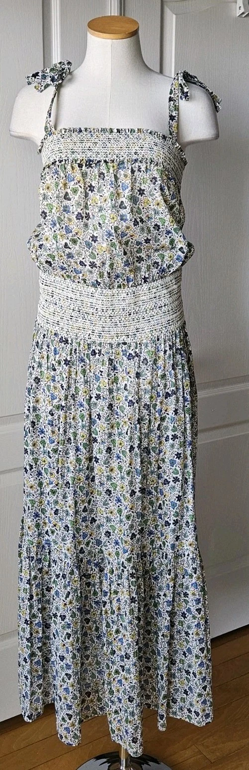 Abito midi senza maniche Tory Burch taglia M medio prendisole fumè cotone floreale