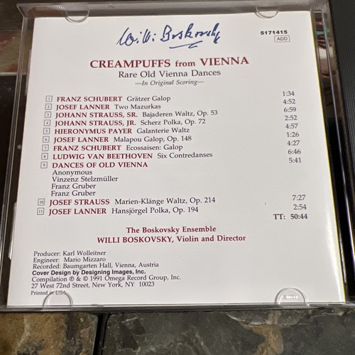 Creampuffs from Vienna, Willie Boskovsky, CD 1991 Vanguard Classics - Picture 3 of 5
