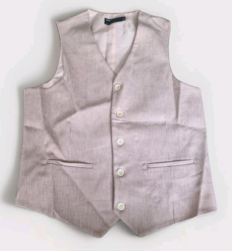 ASOS Waistcoat Pink Puppytooth Check 44R Wool Mix Men's VGC Condition - Picture 1 of 9