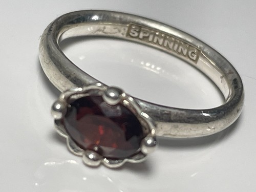 'SPINNING 925' sterling silver and oval garnet ring band size M JANUARY BIRTHDAY - Picture 3 of 17