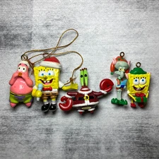 Viacom SpongeBob Miniature Christmas Ornaments Lot of 5 2002 SpongeBob & Patrick