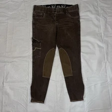 Goode Rider Brown Stretch Denim 32 Knee Patch Breeches Pockets