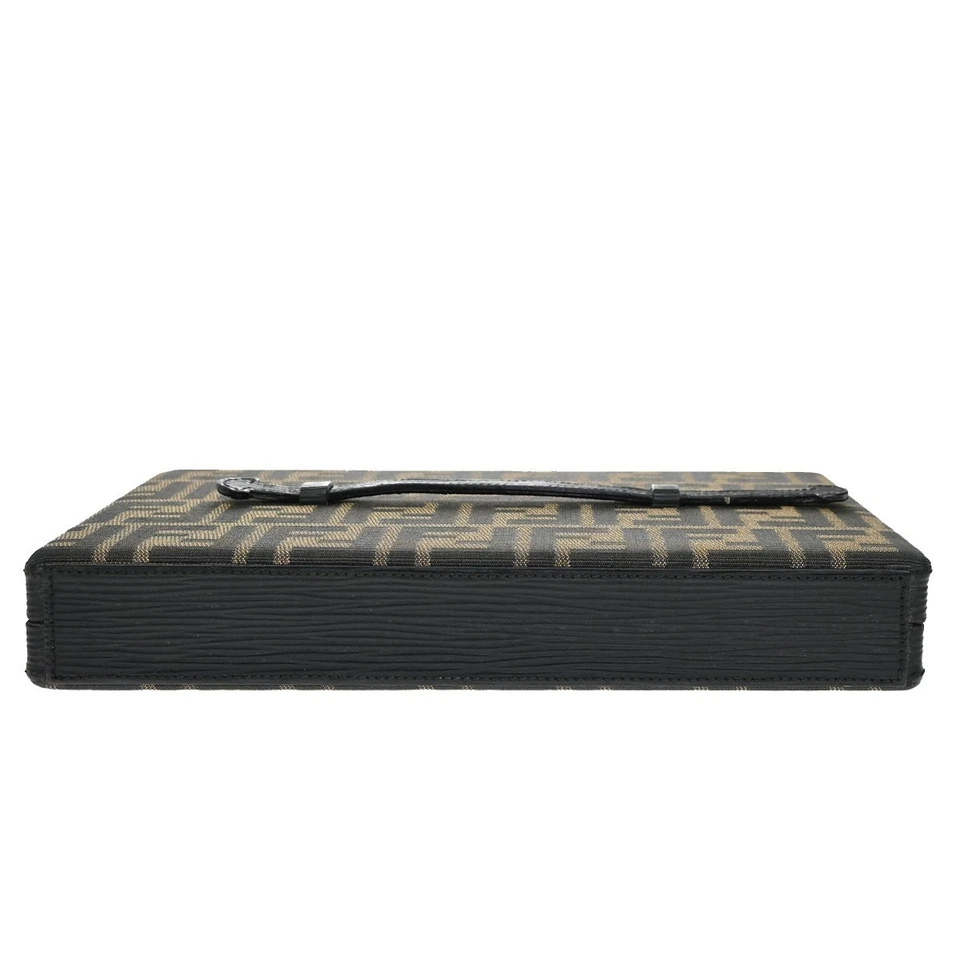 Bolso sin asas de mano FENDI con logotipo patrón de zucca de lona de cuero marrón GHW 70KA700 Foto 3 de 4