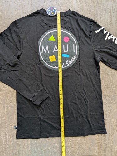 New w/Tags Maui And Sons Black Long Sleeve Cookie Logo Graphic Surf T Shirt Sz M - Picture 2 of 15