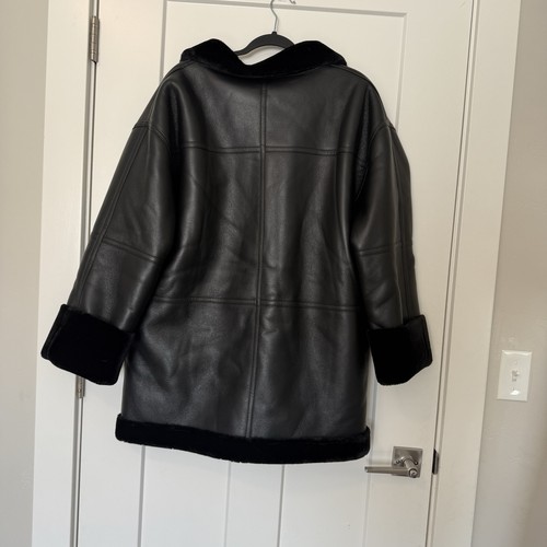 Rebecca Minkoff Oversized Mantel Vegan Lammfellbesatz Kunstleder Größe L - Bild 5 von 5