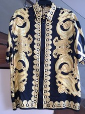 VERSACE HERITAGE BAROCCO PRINT SILK MEN  S SHORT SLEEVE BUTTON DOWN SHIRT Sz 54IT