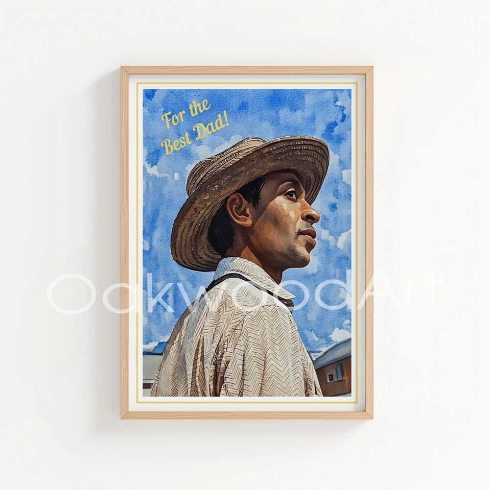 Tarjeta de felicitación del mejor papá del día del padre, hombre negro con sombrero de paja, afroamericano Foto 4 de 4