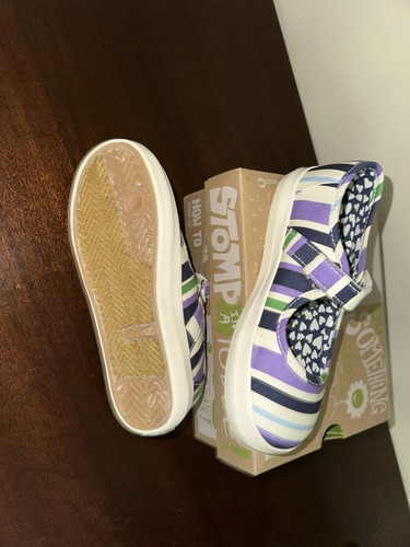 NIB Morgan & Milo 12 13 13.5 1 Purple Striped Mary Jane Shoes Originally $48++ - Picture 2 of 3