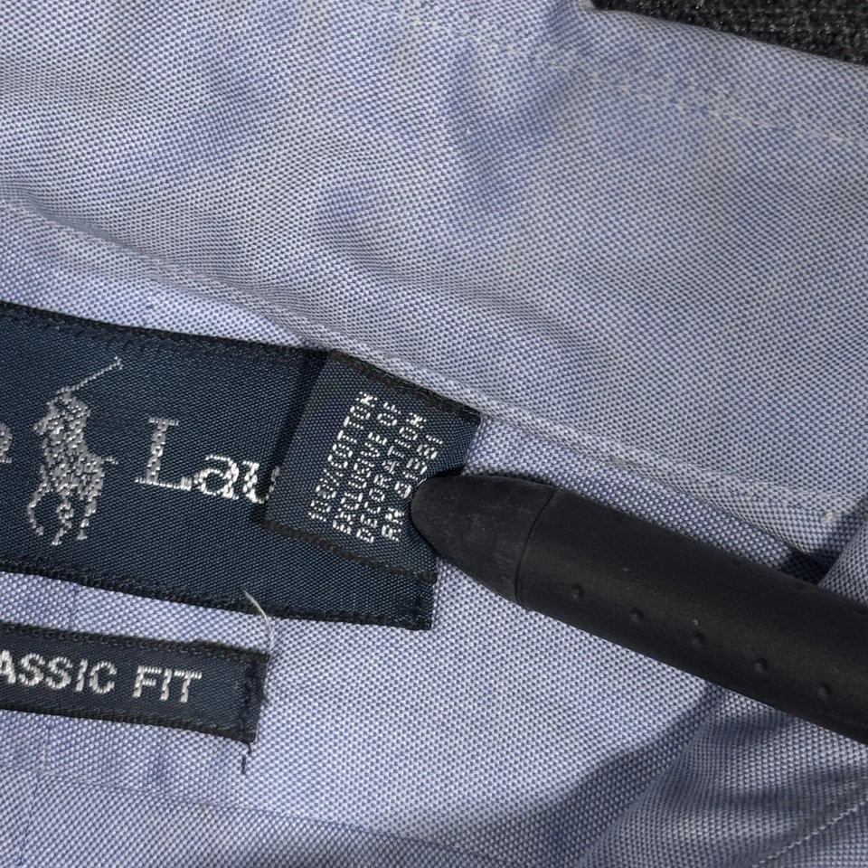 Camisa Ralph Lauren Para Hombres 16.5 Grande Calce Clásico Vestido Azul Abotonado Poni Polo Foto 3 de 4