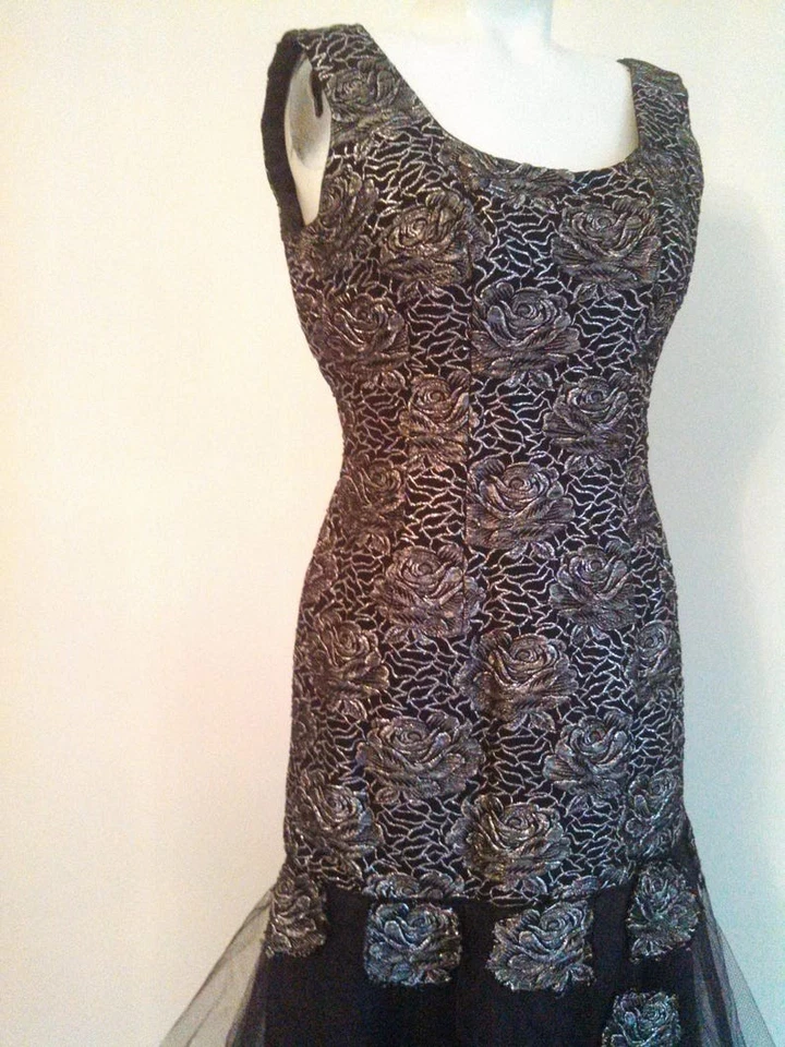 Vestido ondulante reloj de arena vintage años 50 60 Hollywood glamour Bombshell Showgirl Foto 2 de 4