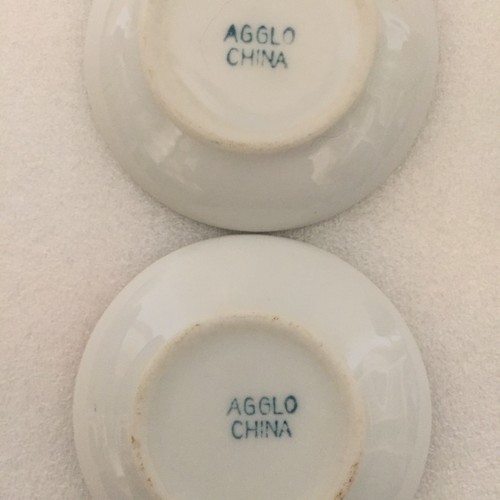 Vintage 6 teiliges Set Kinder Blumen Keramik Tassen Untertassen Teller Agglo China - Bild 9 von 12