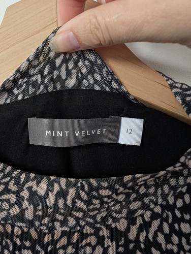 Mint Velvet Leopard Animal Print High Neck Mesh Tiered Mini Dress Size 12 - Picture 3 of 7