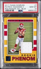 2017 PANINI DONRUSS RC PHENOM JERSEYS BLUE #7 PATRICK MAHOMES II PSA 10