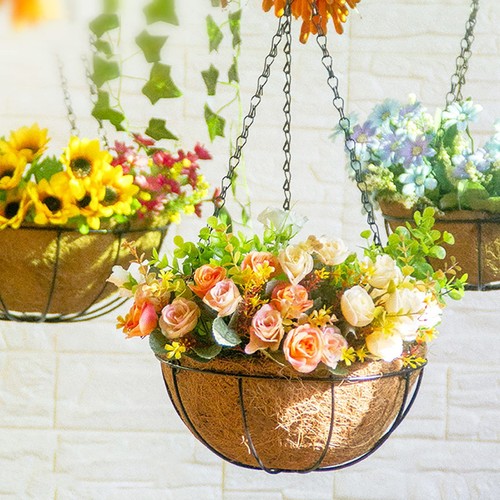 8 inch Metal Hanging Baskets For Plants Outdoor 4 Pack Round Metal Wire Hangi... - Picture 2 of 9