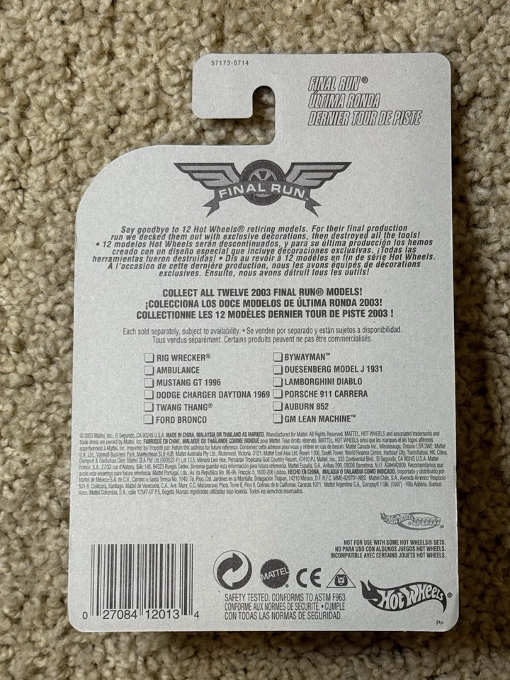 2003 Hot Wheels Final Run 1931 Duesenberg Model J 8/12 Collector #202 - Image 2 of 2