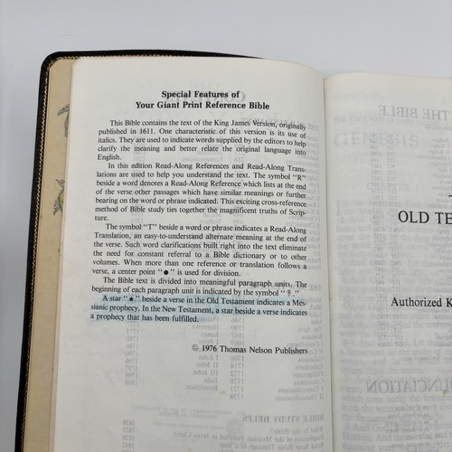 Holy Bible GIANT PRINT Reference Nelson 556 Black Genuine Leather '76 Red Letter - Bild 9 von 24