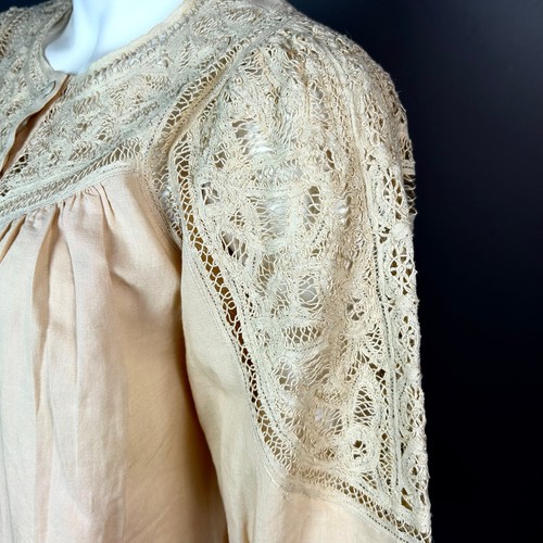 Blusa Top Sezane Talla 4 EU 36 Encaje Lino Crema Puff Encaje Cottagecore Victoriano - Imagen 6 de 12
