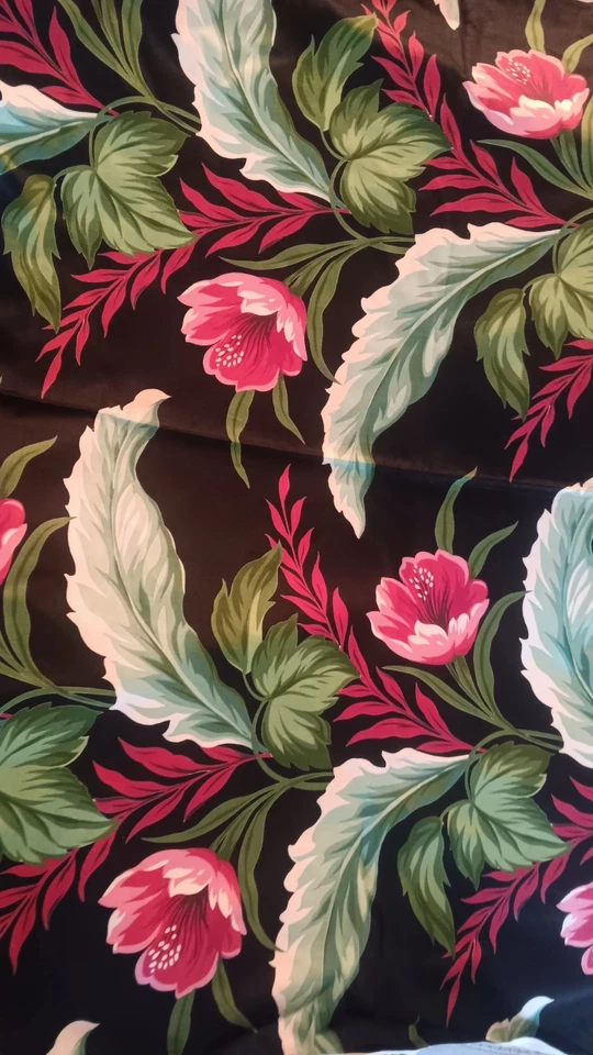 VintageTropical Floral Drapery Decor Fabric 46 x 10 yds Montrey Barkcloth Era? - Image 2 of 4