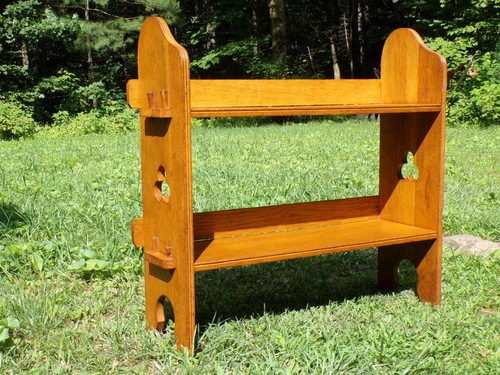 Antique English Liberty & Co Arts & Crafts Pegged Oak Sedley Bookcase Shelves - Picture 10 of 13