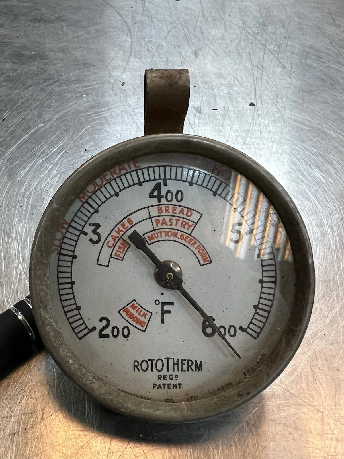 Vintage Rototherm Oven Thermometer 200–600°F Bimetal Made England Vintage 🧭