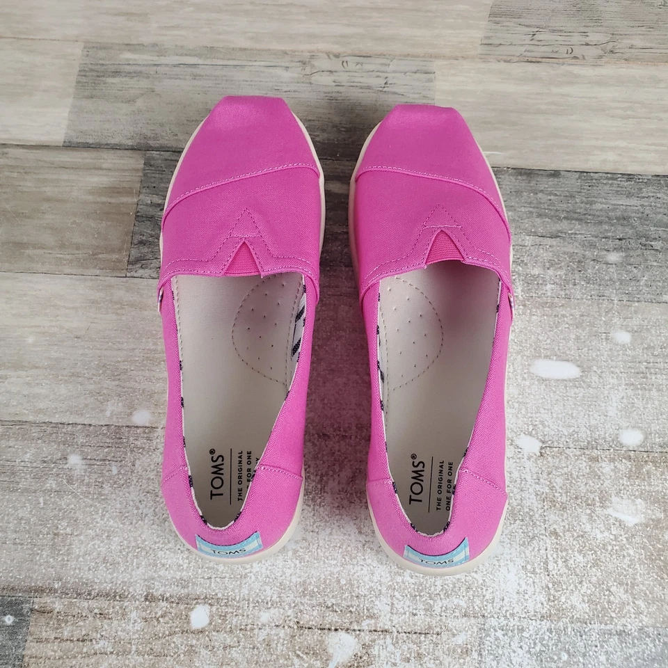 Toms Alpargata Kids Casual Shoes Sz 6 Pink Canvas Slip-on Round Toe Flats - Image 4 of 4