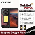 OUKITEL WP56 5G IP68 Telefon Camping Light 16000mAh 36GB + 512GB 120Hz 108MP 45W NFC