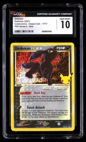 CGC 10 Umbreon ☆ 17/17 Pokémon Celebrations Classic . 2021 English