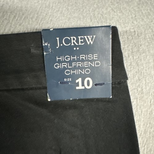 J. Crew Pants Women’s 10 Black High Rise Girlfriend Chino Flat Front Cotton NWT - Picture 11 of 12