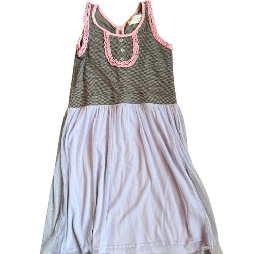 Matilda Jane Girls Tulle Overlay Sleeveless Dress Pink Gray - Size 12