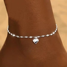 Women's Fashion Heart Pendant Delicate Chain Anklet Bohemia Alloy Anklet