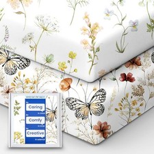 for Boy Girl, Premium Soft Butterfly Crib Mattress Crib Sheets Floral Butterfly