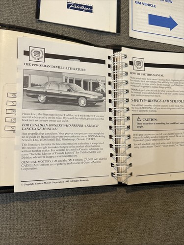 1994 Cadillac Deville Owners Manual Complete Set w/Case - Picture 11 of 23