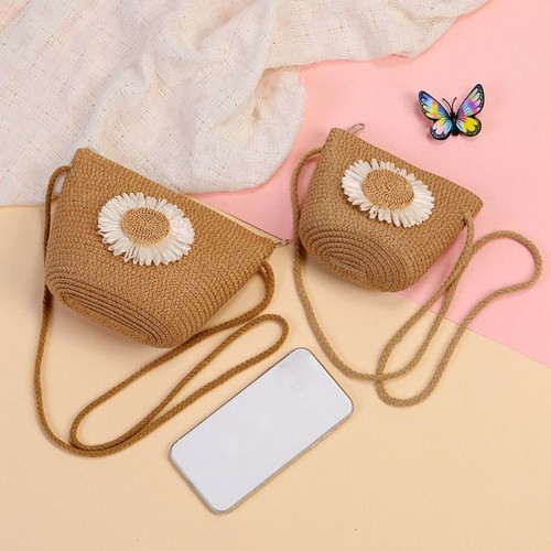 Shell Shape Straw Handbag Handmade Summer Beach Bag Fashion Wallet Women Girl - Picture 4 of 30